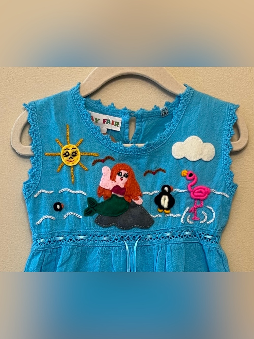 NWT Peruvian Artisan-Made Hand-Embroidered Applique Sun Dress Toddler Size 4 - Picture 2 of 7